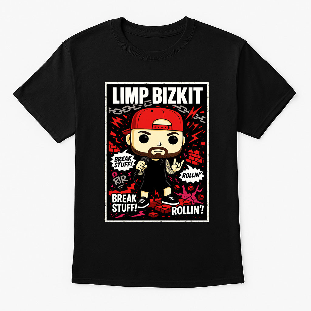 Limp Bizkit “Break Stuff” Unisex T-Shirt – Nu Metal Band Comic Edition Retro Pop Graphic Tee