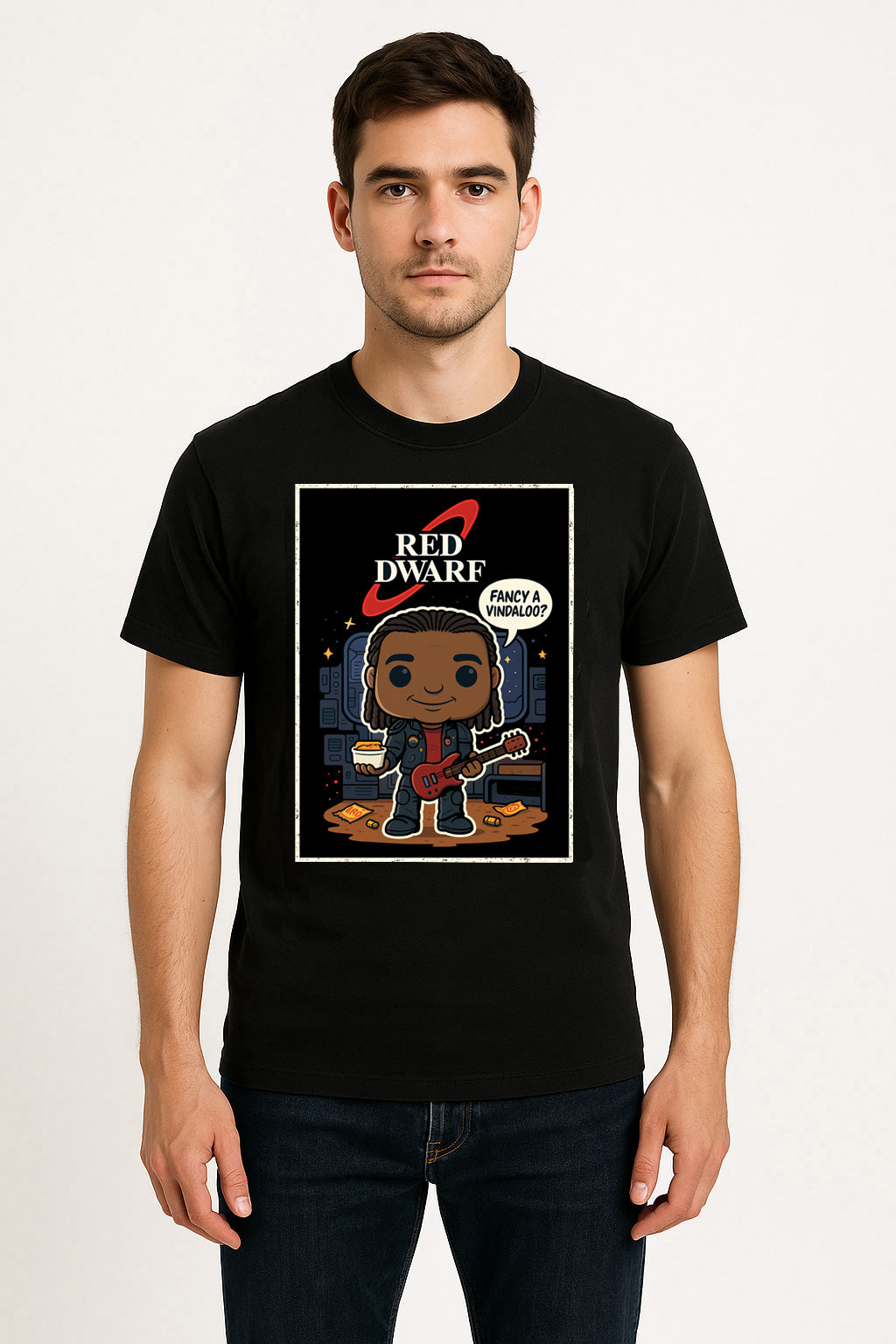 Red Dwarf "Dave Lister" Retro Comic Graphic T-Shirt – Classic Sci-Fi TV Series Tee