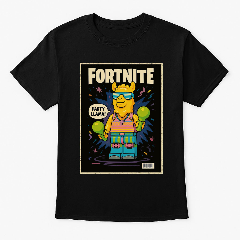 Party Llama Retro Gaming Unisex T-Shirt Fortnite Character Comic Tee