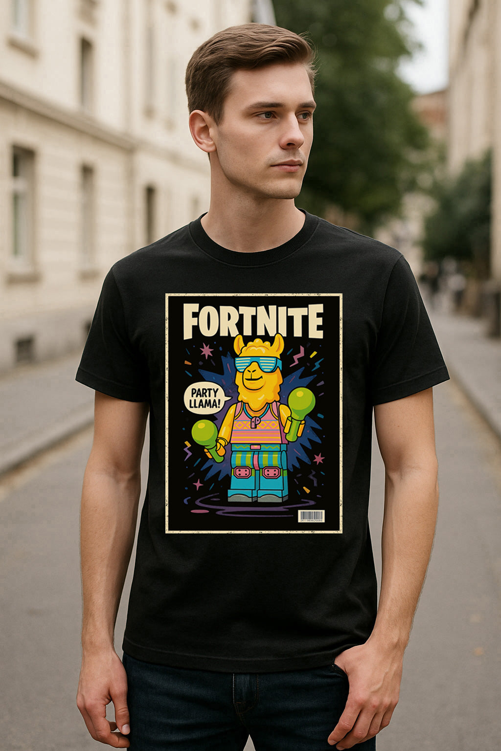 Party Llama Retro Gaming Unisex T-Shirt Fortnite Character Comic Tee