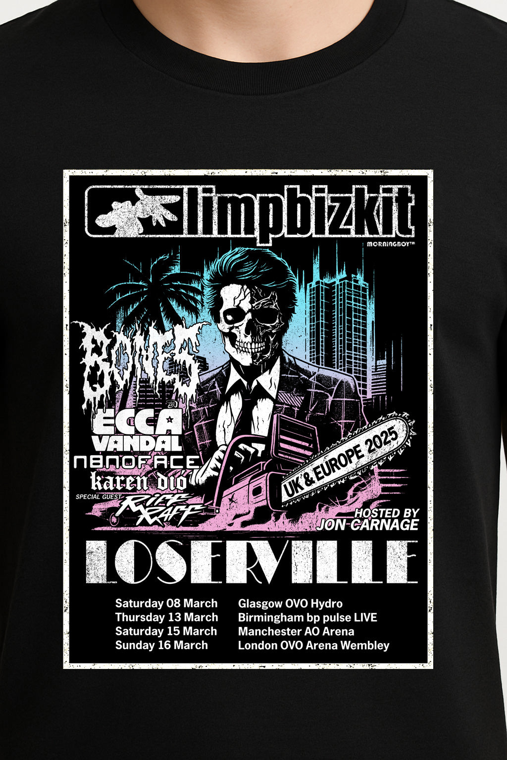 Limp Bizkit “Loserville Tour 2025” Unisex T-Shirt – UK & Europe Nu Metal Concert Poster Tee