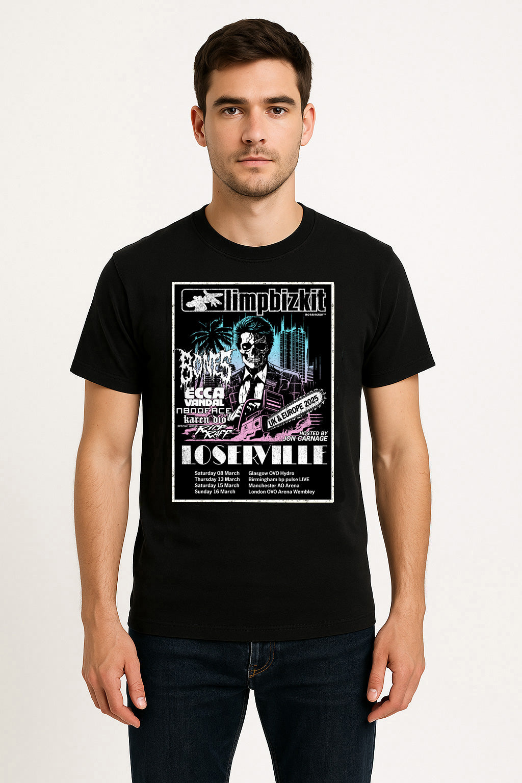 Limp Bizkit “Loserville Tour 2025” Unisex T-Shirt – UK & Europe Nu Metal Concert Poster Tee