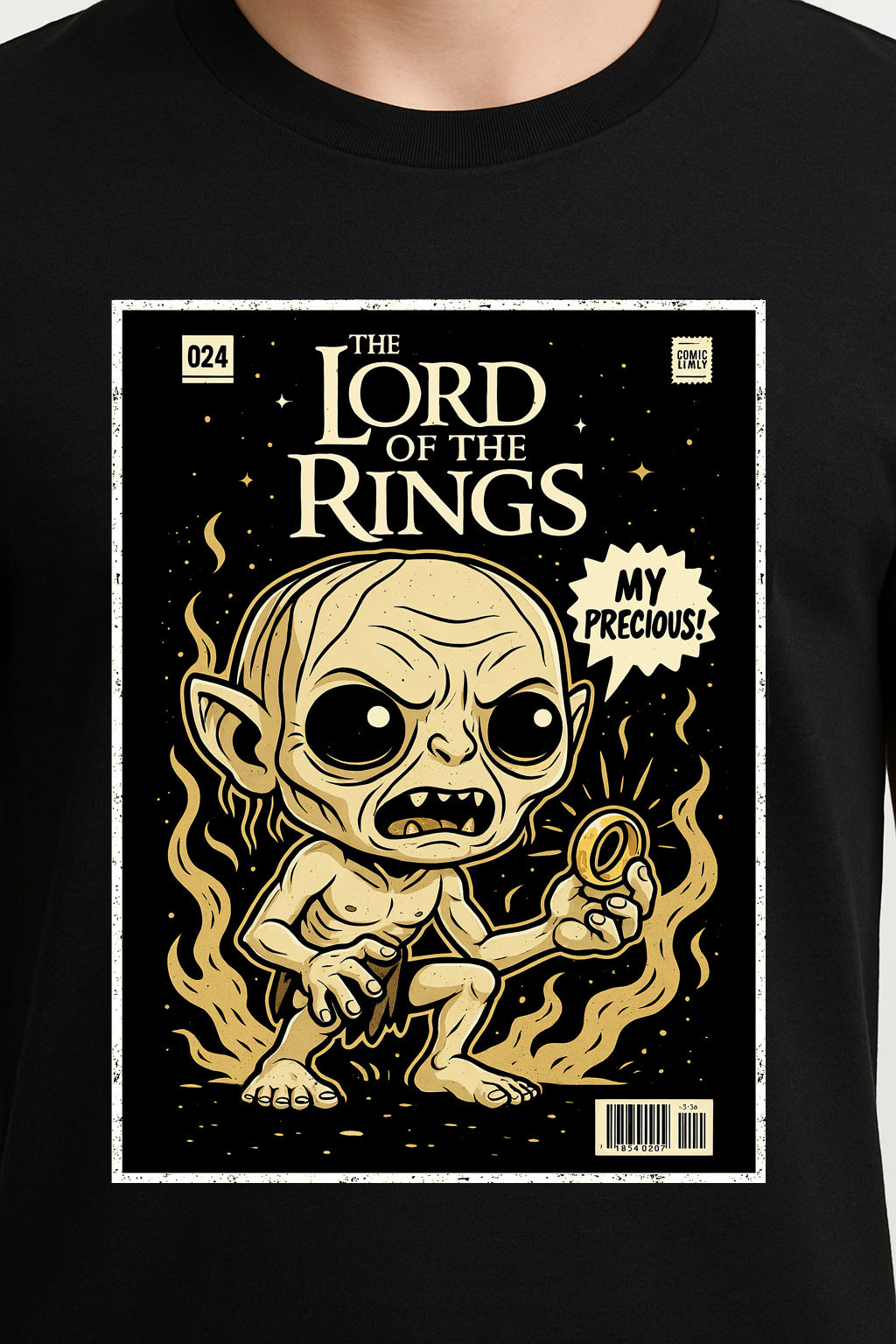 Gollum Unisex Comic T-Shirt – “My Precious” Middle-earth Fantasy Graphic Tee