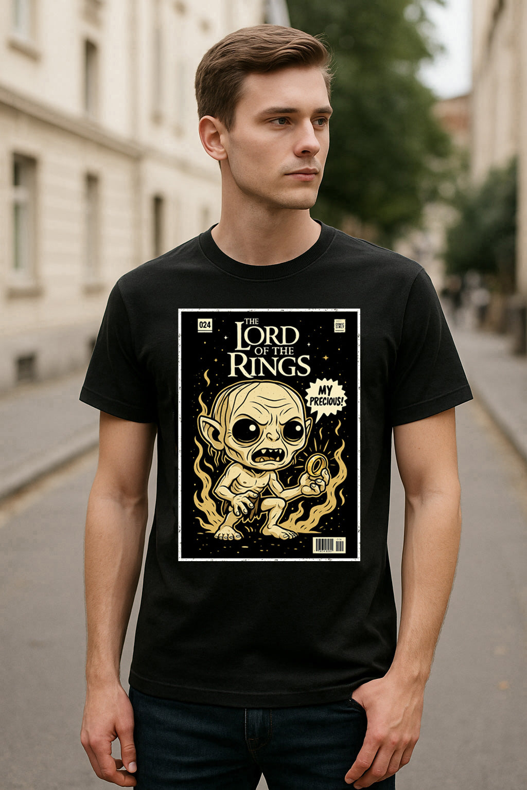 Gollum Unisex Comic T-Shirt – “My Precious” Middle-earth Fantasy Graphic Tee