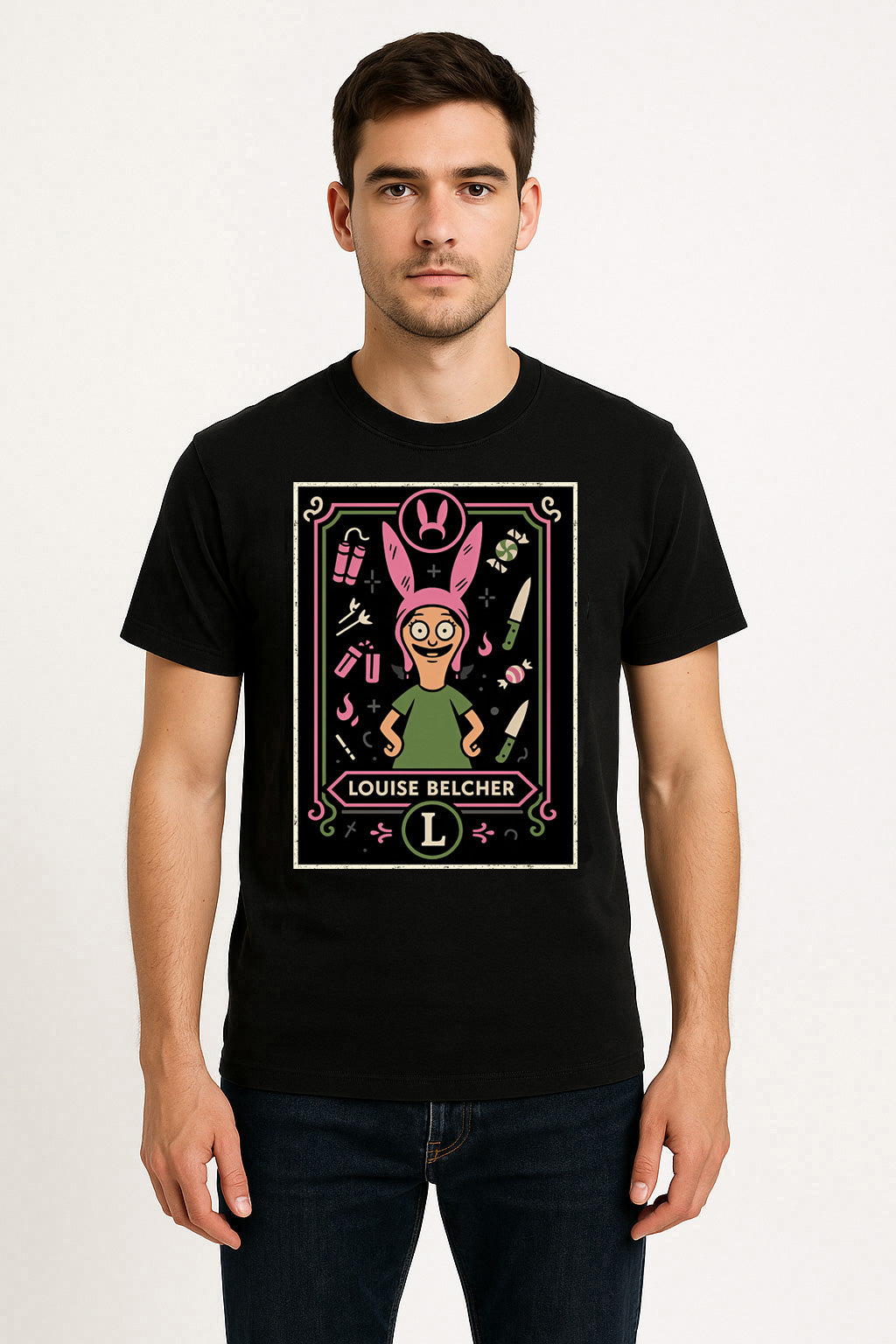 Louise Belcher Retro Cartoon Unisex T-Shirt Pink Bunny Hat Character Tee