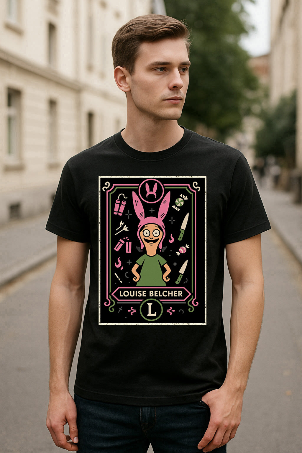 Louise Belcher Retro Cartoon Unisex T-Shirt Pink Bunny Hat Character Tee