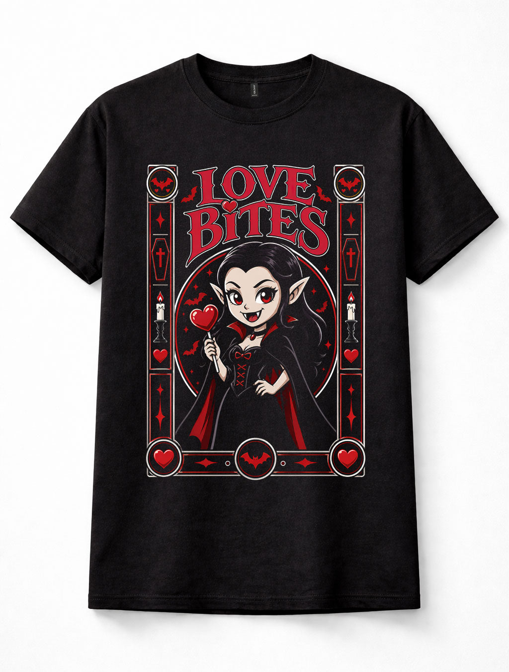 Love Bites Cute Vampire Girl Gothic Valentine Halloween Unisex T-Shirt