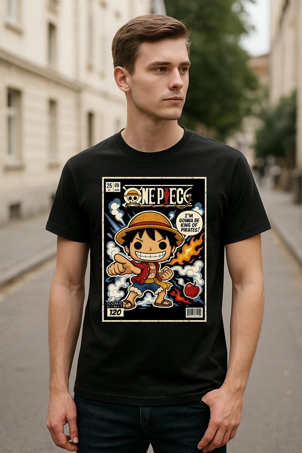 Monkey D. Luffy Unisex Comic T-Shirt – “King of the Pirates” Straw Hat Pirate Tee