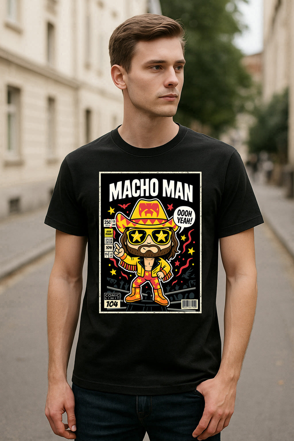 Macho Man Oooh Yeah Retro Wrestling Unisex T-Shirt Madness Comic Tee