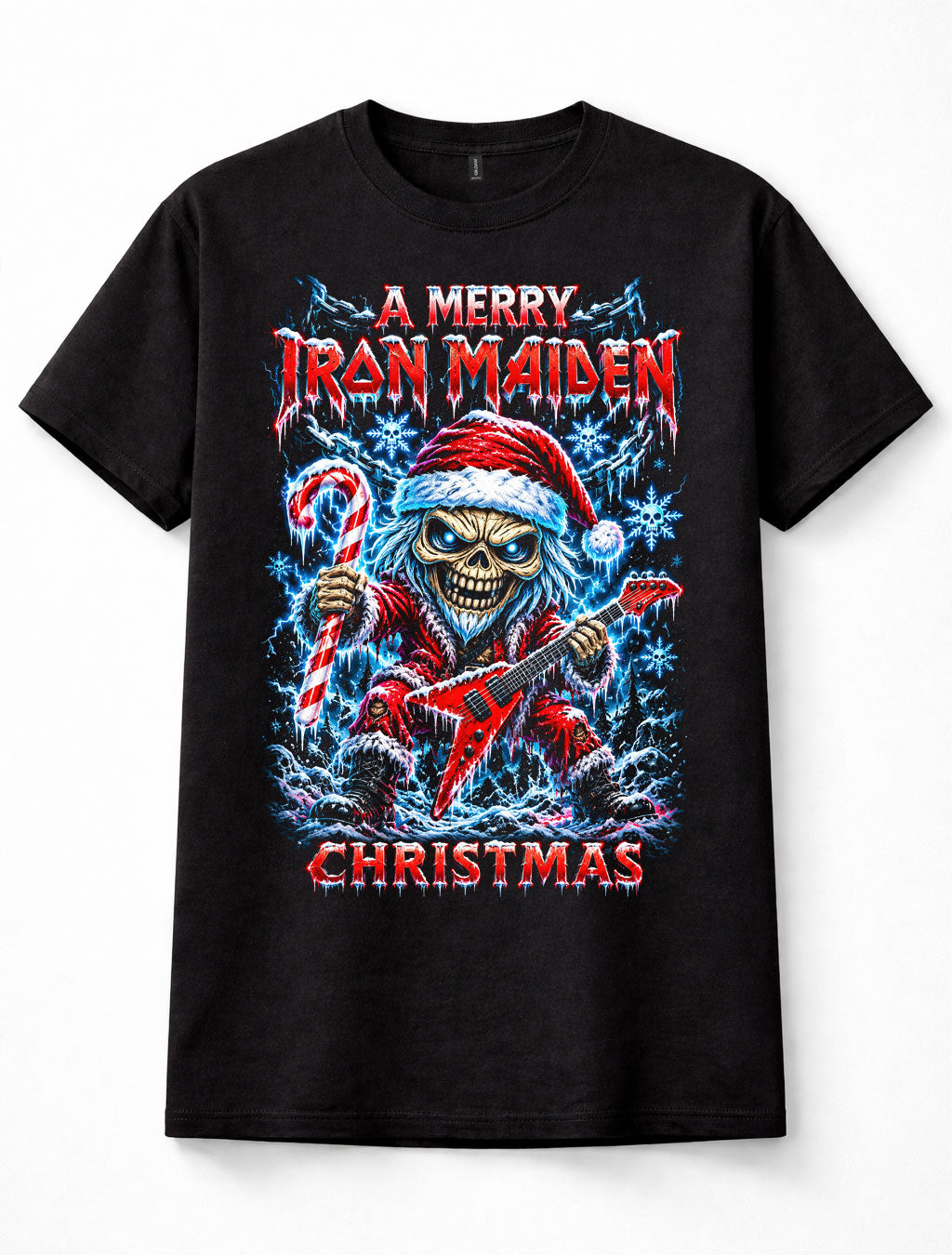 Iron Maiden Merry Christmas Heavy Metal Santa Guitar Festive Unisex T-Shirt