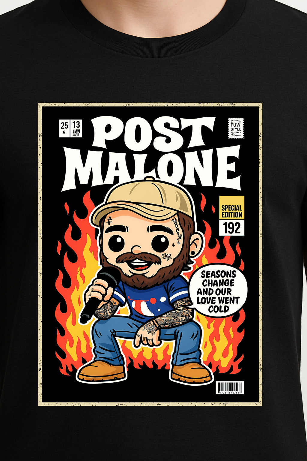 Post Malone “Seasons Change” Unisex T-Shirt – Comic Style Pop Art Hip-Hop Graphic Tee
