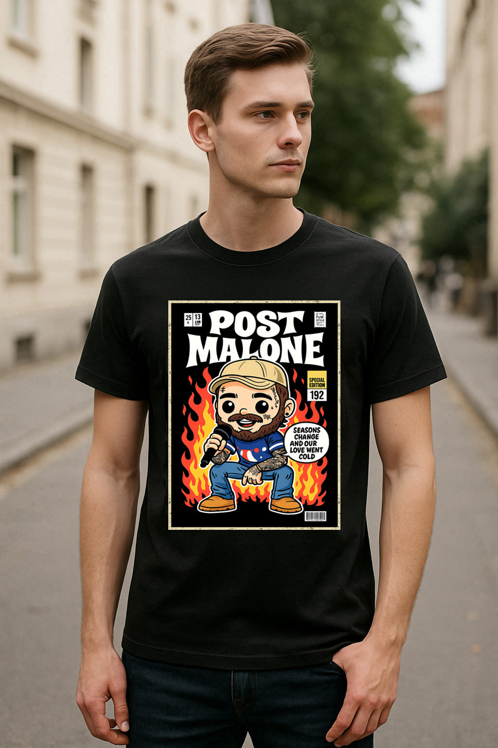 Post Malone “Seasons Change” Unisex T-Shirt – Comic Style Pop Art Hip-Hop Graphic Tee