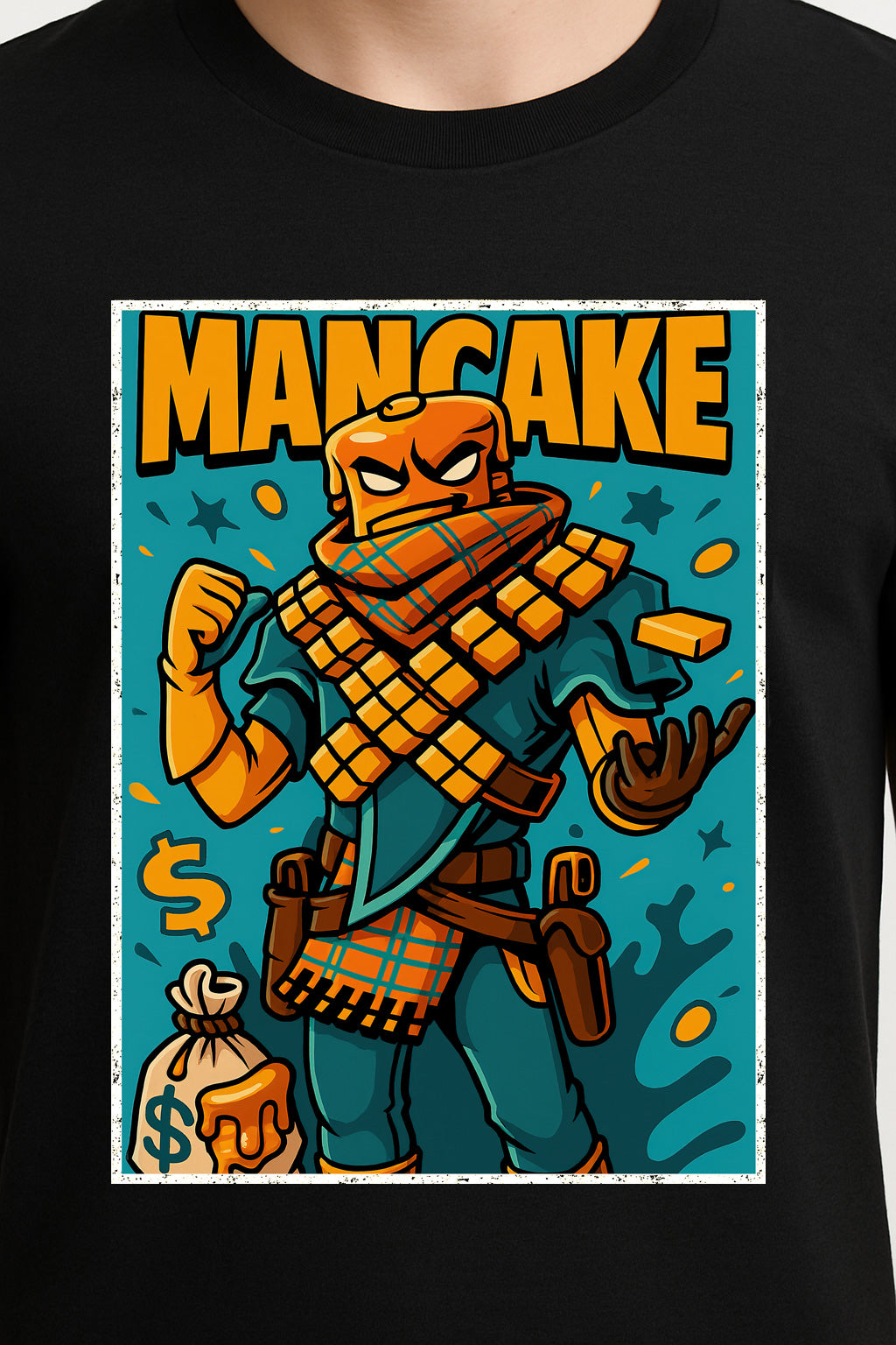Fortnite Mancake Unisex Comic T-Shirt – Syrup Squad Pancake Outlaw Gamer Tee