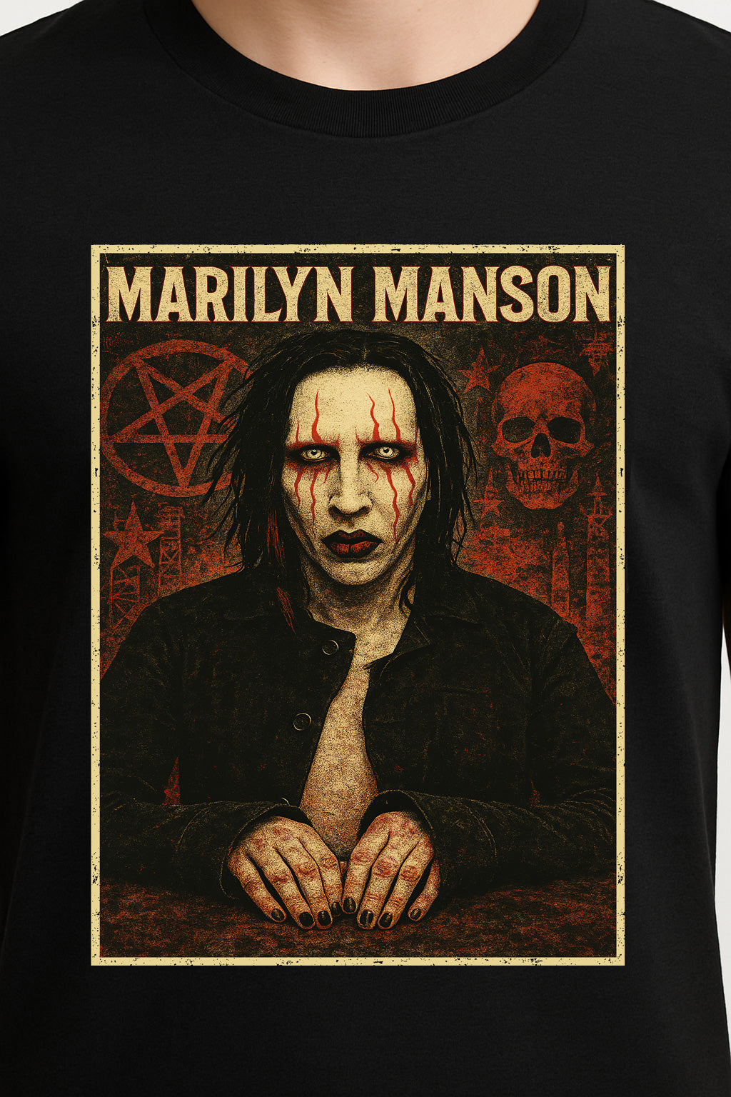 Marilyn Manson Unisex T-Shirt – Dark Gothic Rock Band Art Graphic Tee