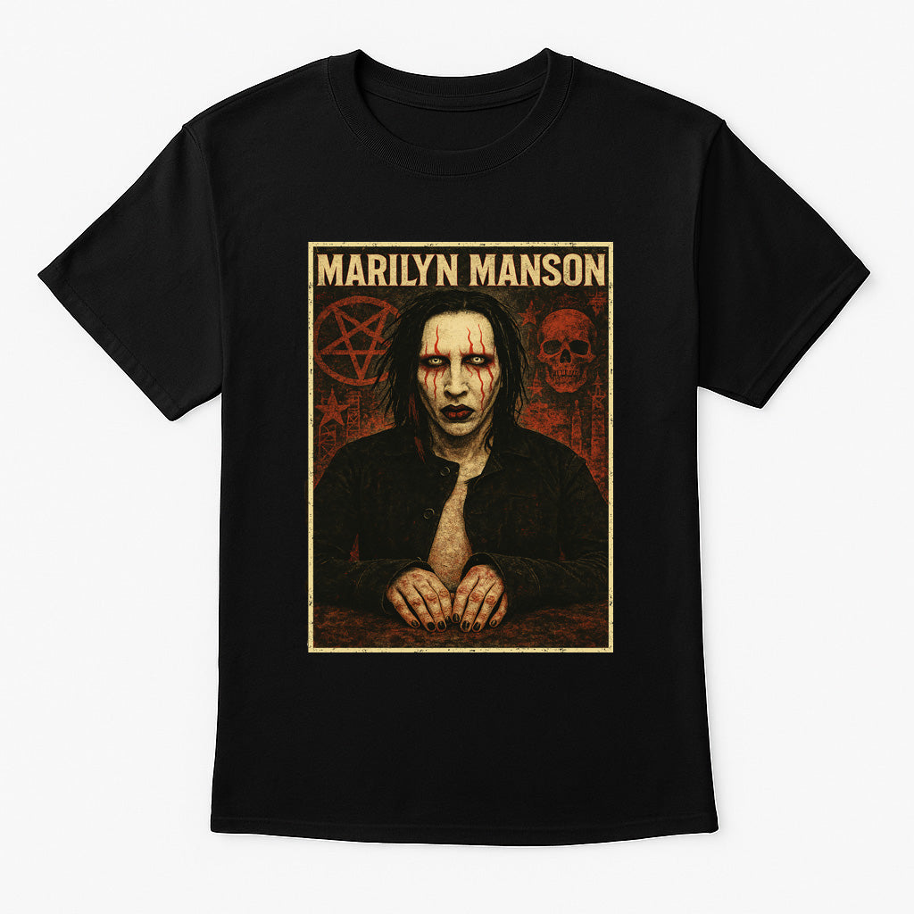 Marilyn Manson Unisex T-Shirt – Dark Gothic Rock Band Art Graphic Tee