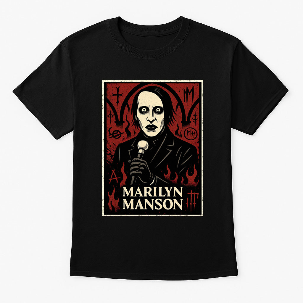 Marilyn Manson Unisex T-Shirt – Gothic Rock Cartoon Alternative Music Graphic Tee