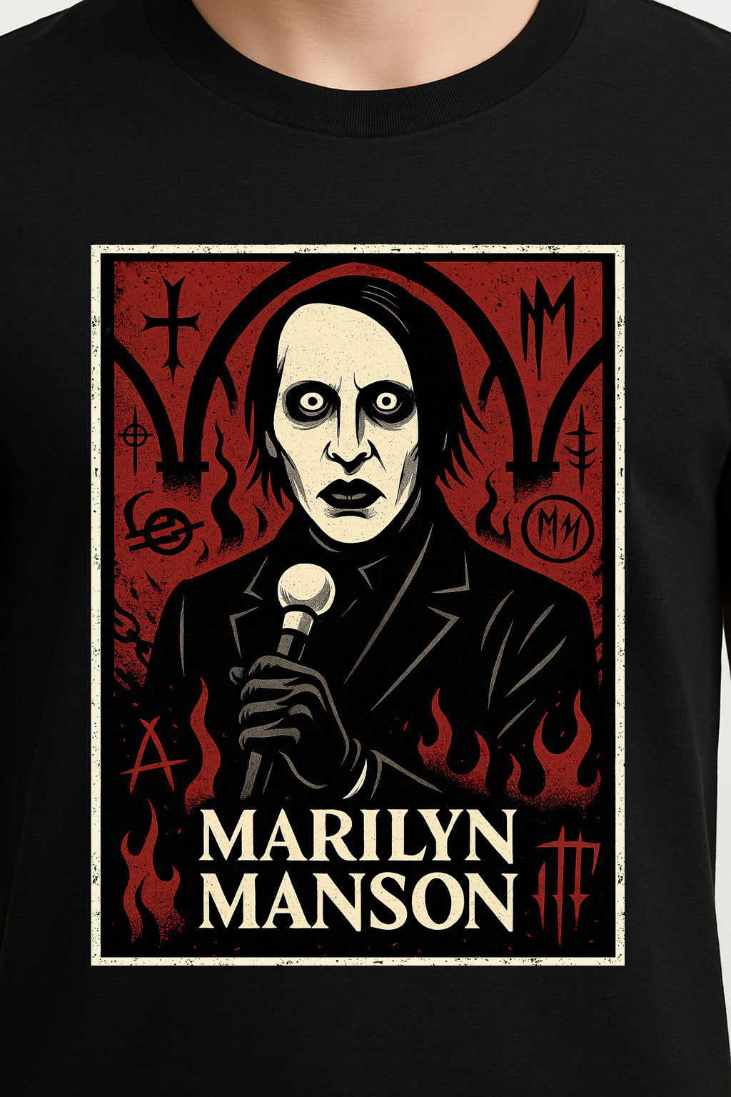 Marilyn Manson Unisex T-Shirt – Gothic Rock Cartoon Alternative Music Graphic Tee