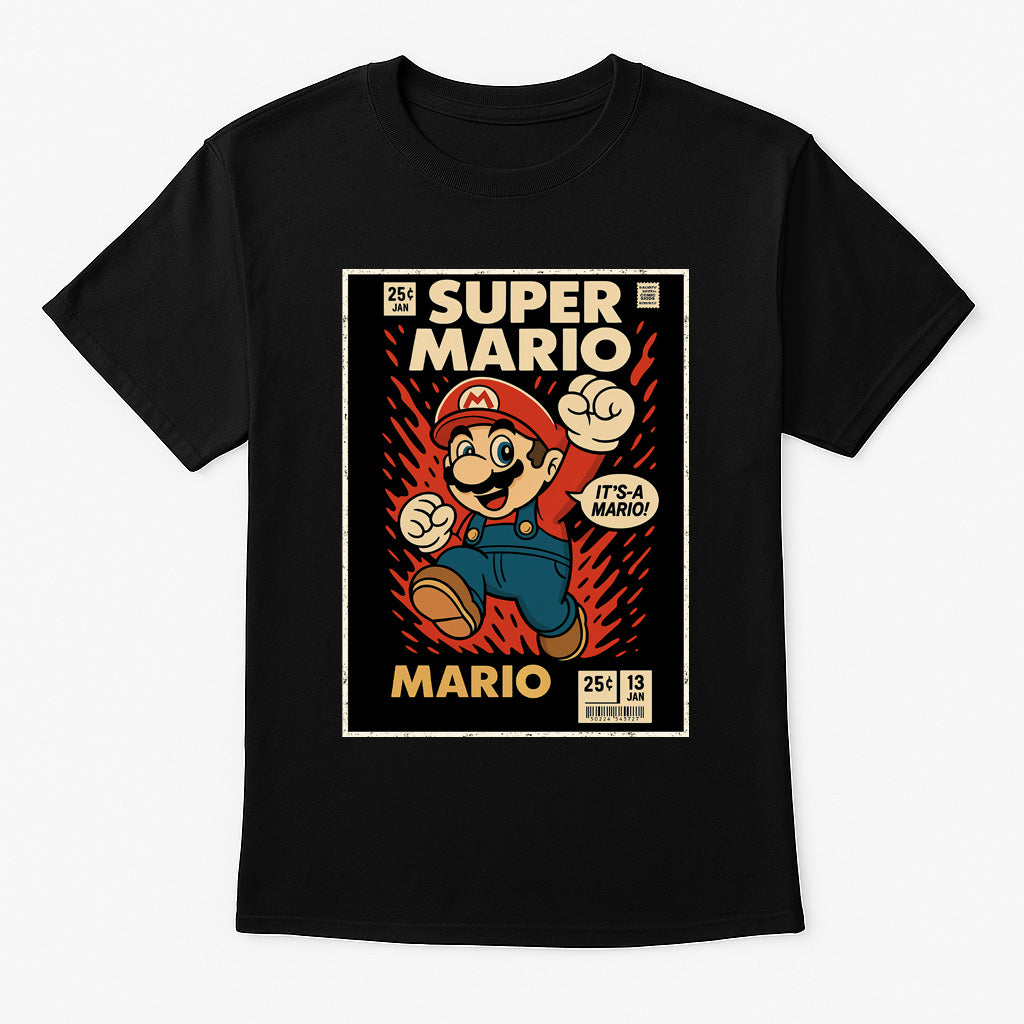 Super Mario Nintendo Unisex T-Shirt – Retro Hero Classic Gamer Vintage Graphic Tee