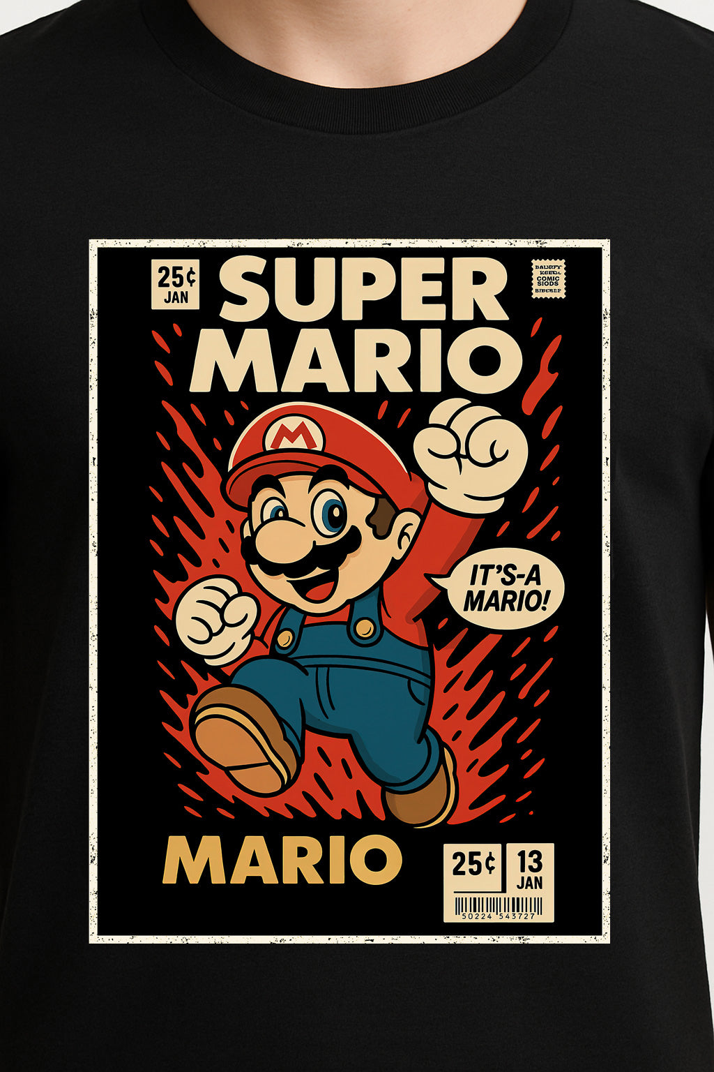 Super Mario Nintendo Unisex T-Shirt – Retro Hero Classic Gamer Vintage Graphic Tee