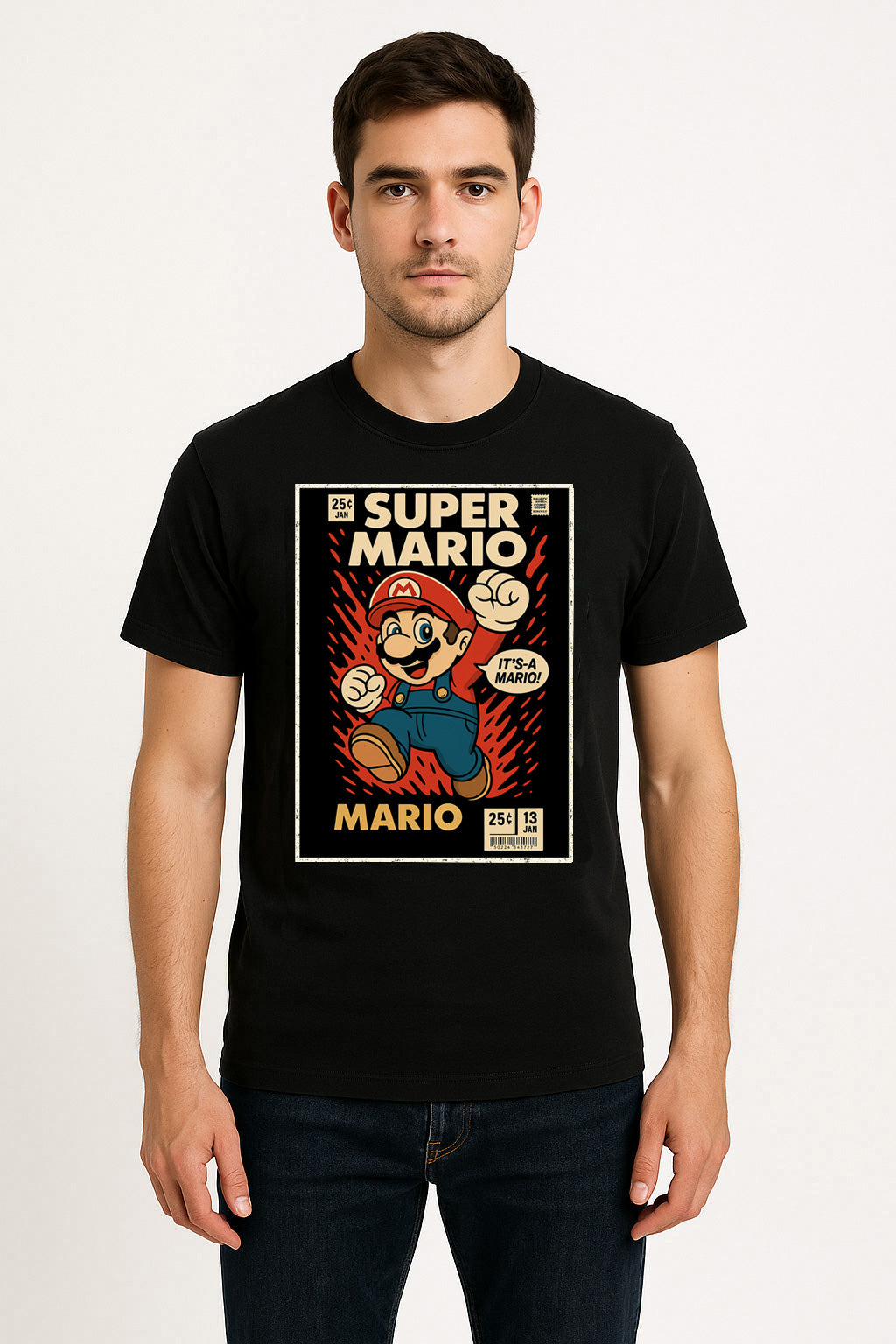 Super Mario Nintendo Unisex T-Shirt – Retro Hero Classic Gamer Vintage Graphic Tee