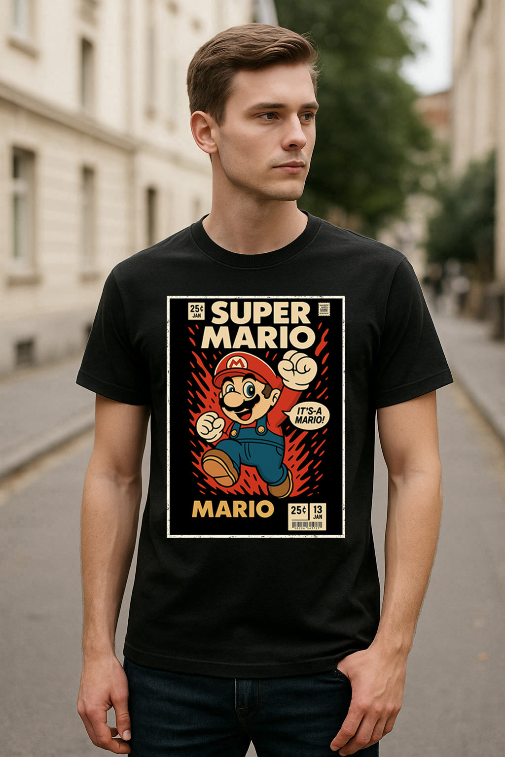 Super Mario Nintendo Unisex T-Shirt – Retro Hero Classic Gamer Vintage Graphic Tee
