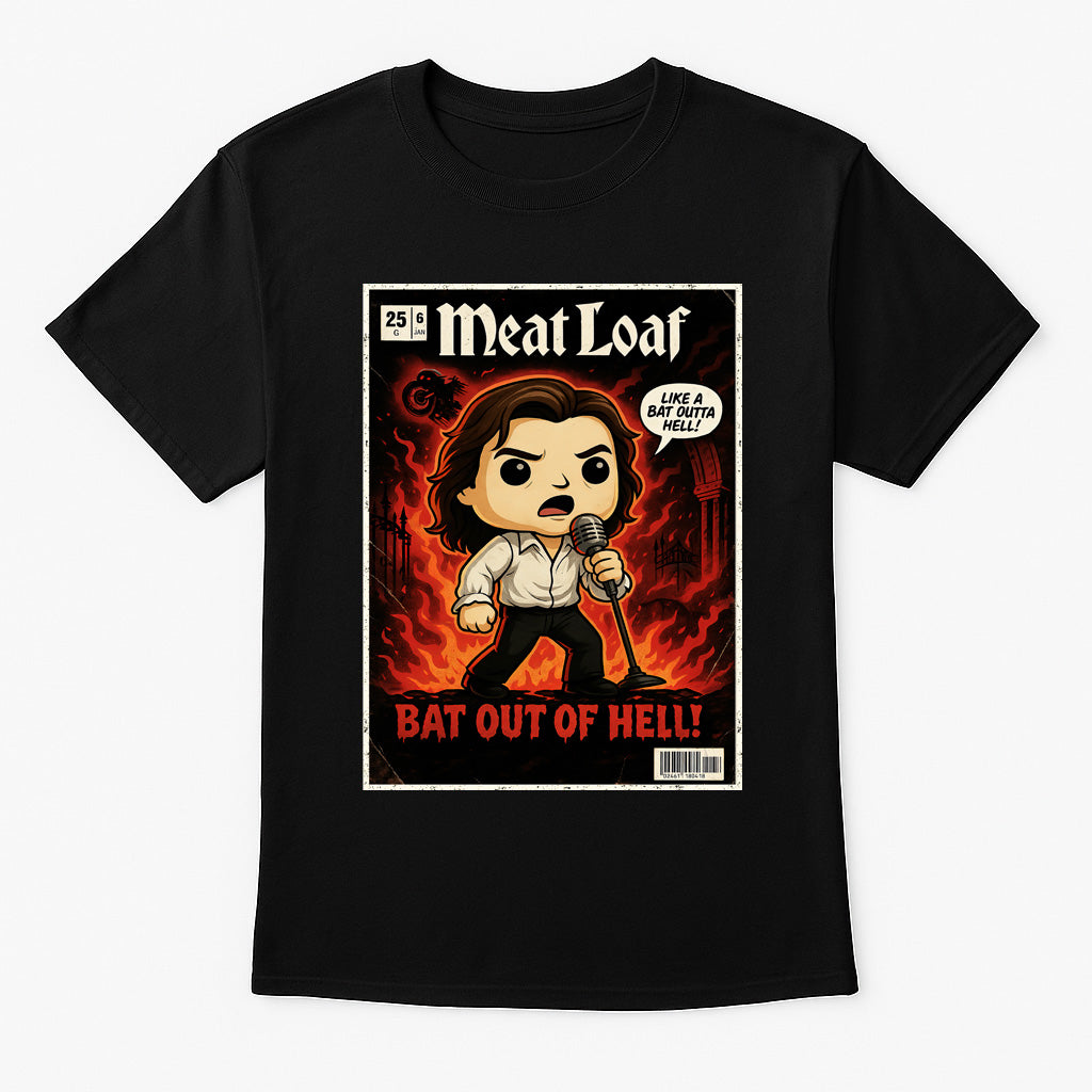 Meat Loaf Bat Out of Hell Flames Classic Rock Funko Pop Style Unisex T-Shirt