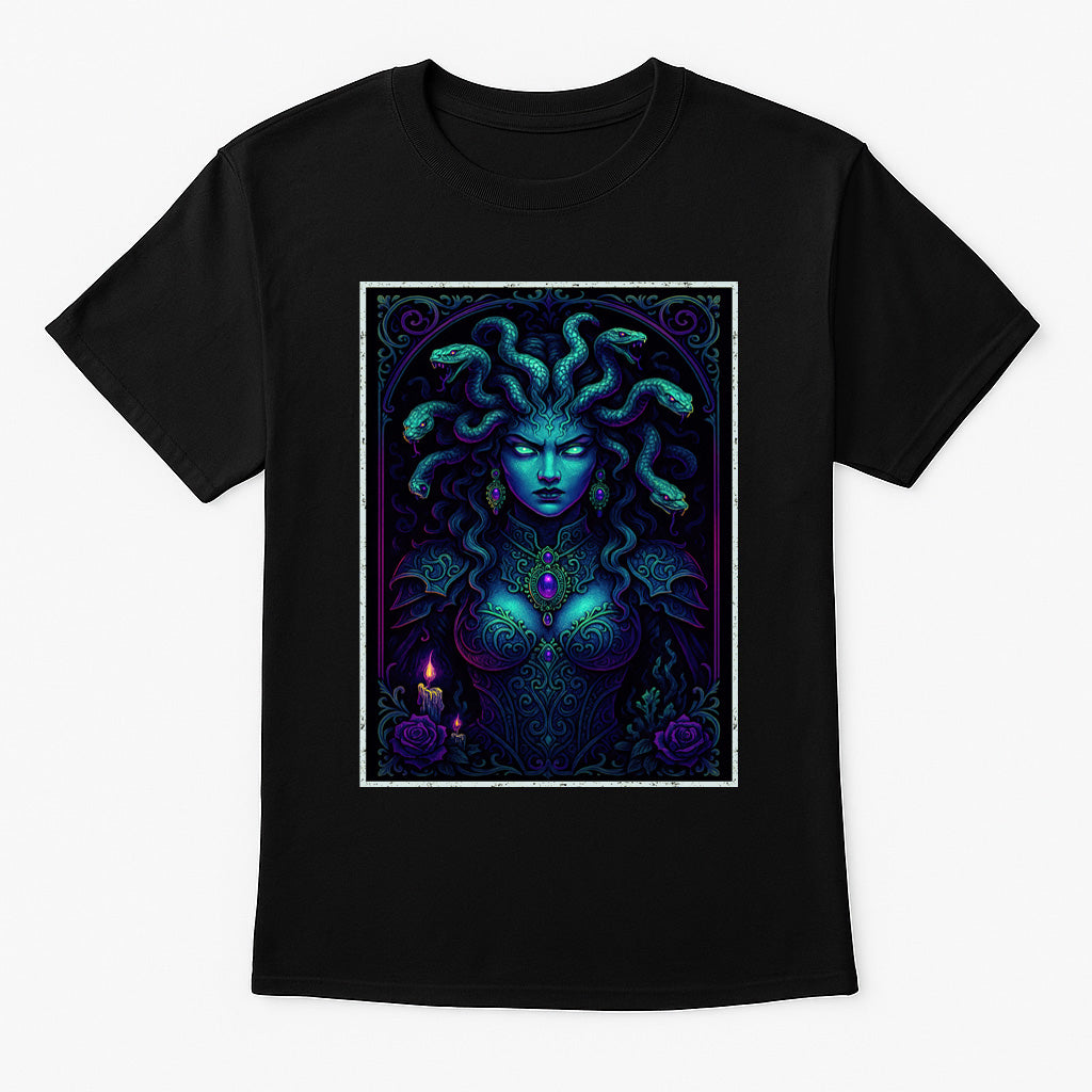 Medusa Neon Gorgon Unisex T-Shirt Mythology Gothic Art Tee
