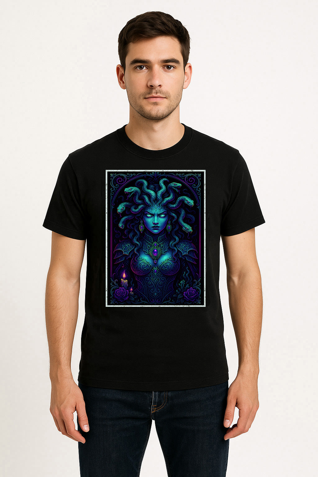 Medusa Neon Gorgon Unisex T-Shirt Mythology Gothic Art Tee
