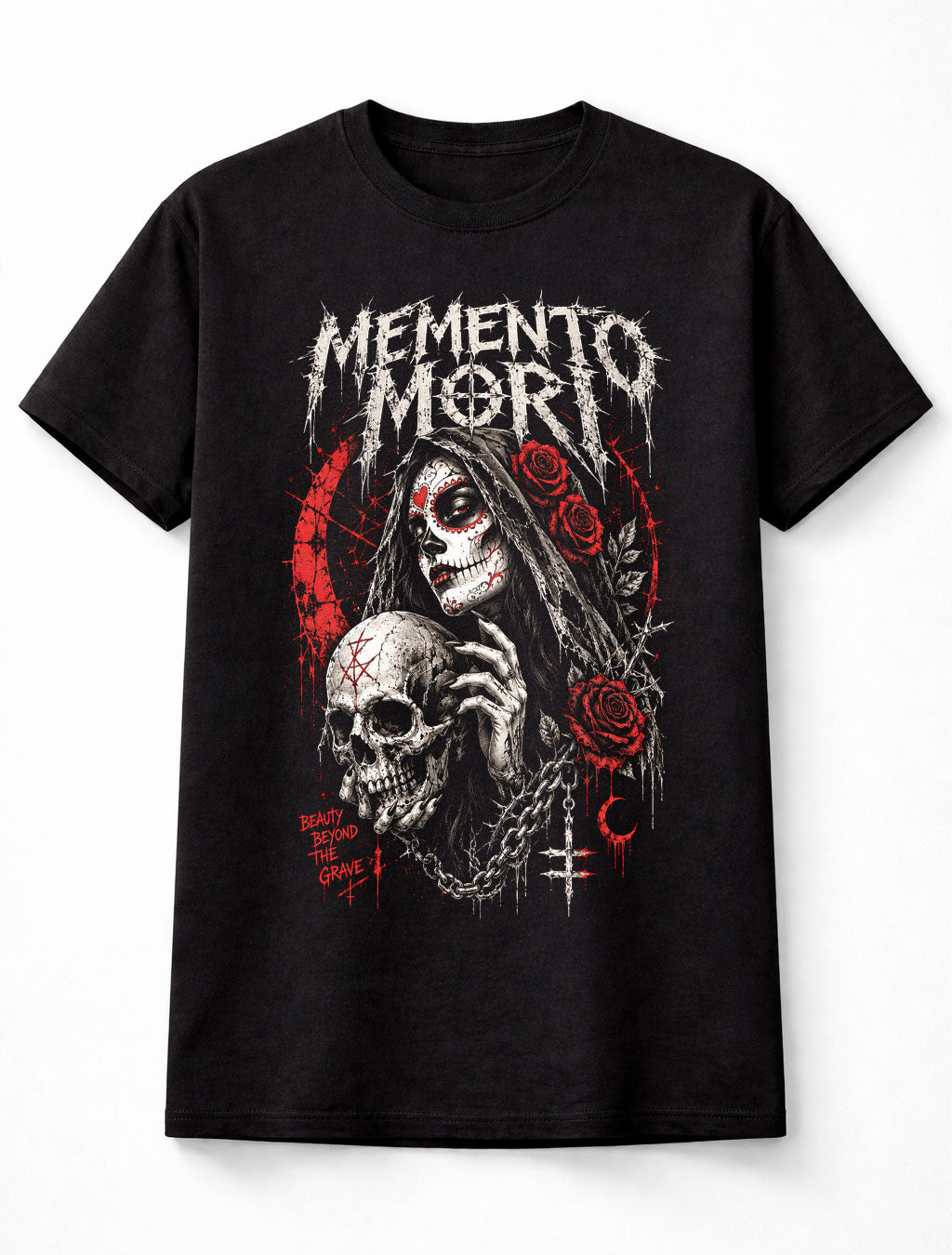 Memento Mori Gothic Skull Roses Death Occult Horror Unisex T-Shirt