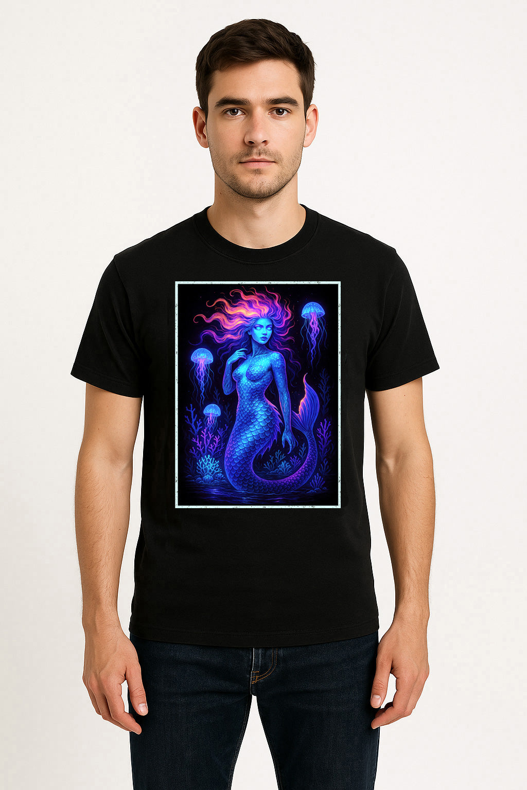 Deep Sea Siren Unisex T-Shirt Neon Mermaid Fantasy Tee