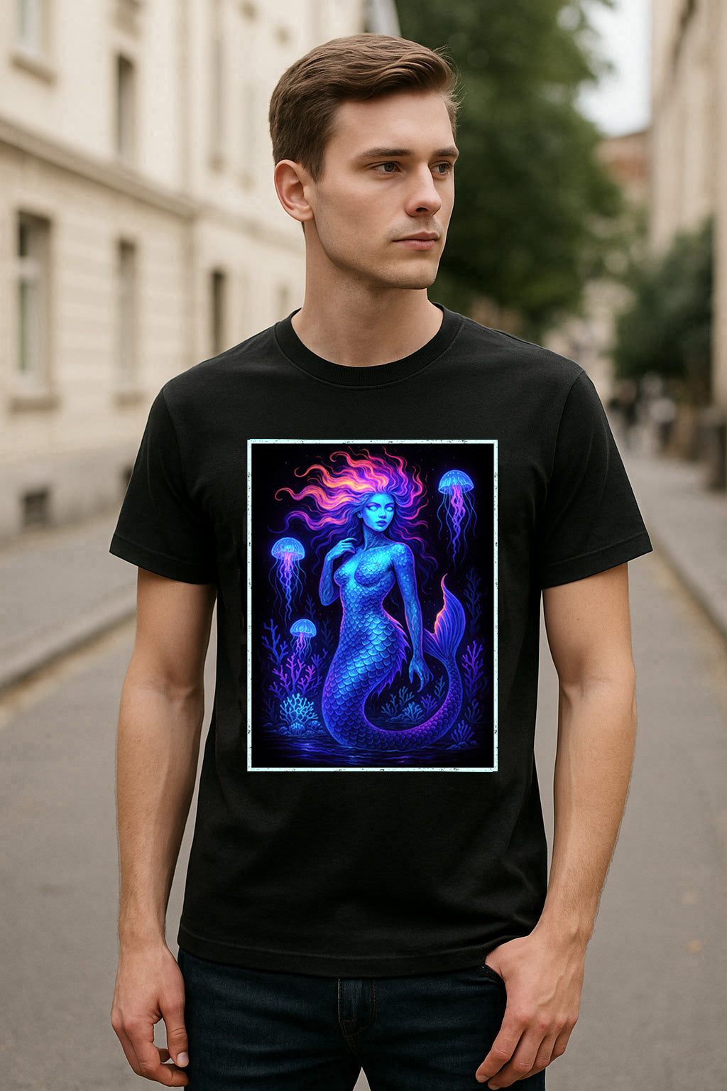 Deep Sea Siren Unisex T-Shirt Neon Mermaid Fantasy Tee
