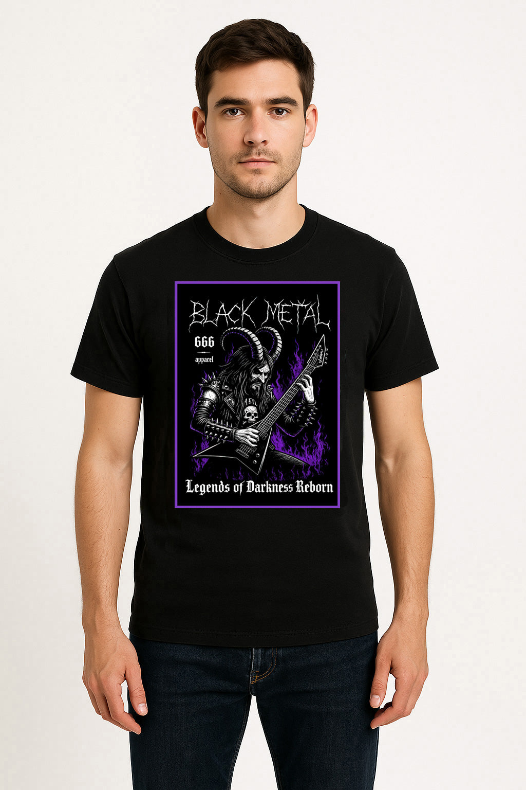 Black Metal Legends Unisex T-Shirt Goat Skull Guitar Tee
