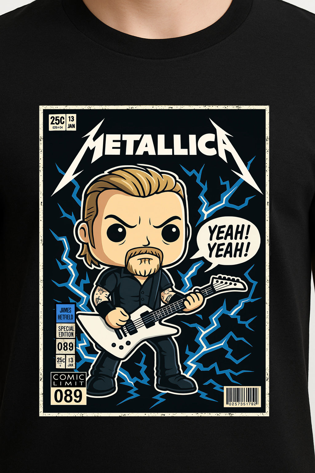 Metallica Unisex T-Shirt – Heavy Metal Cartoon Comic Style Rock Band Graphic Tee