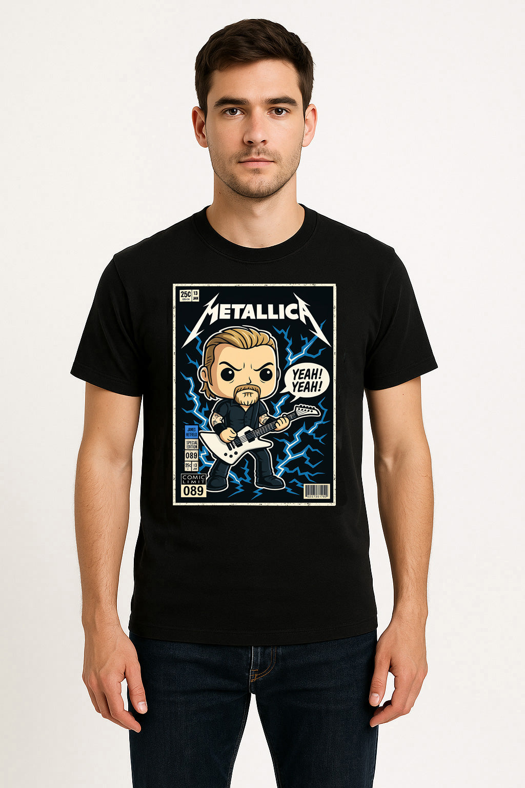 Metallica Unisex T-Shirt – Heavy Metal Cartoon Comic Style Rock Band Graphic Tee