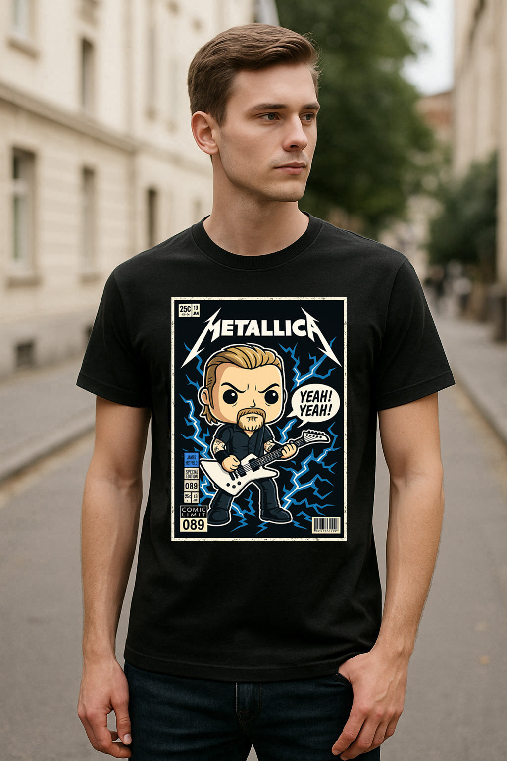 Metallica Unisex T-Shirt – Heavy Metal Cartoon Comic Style Rock Band Graphic Tee