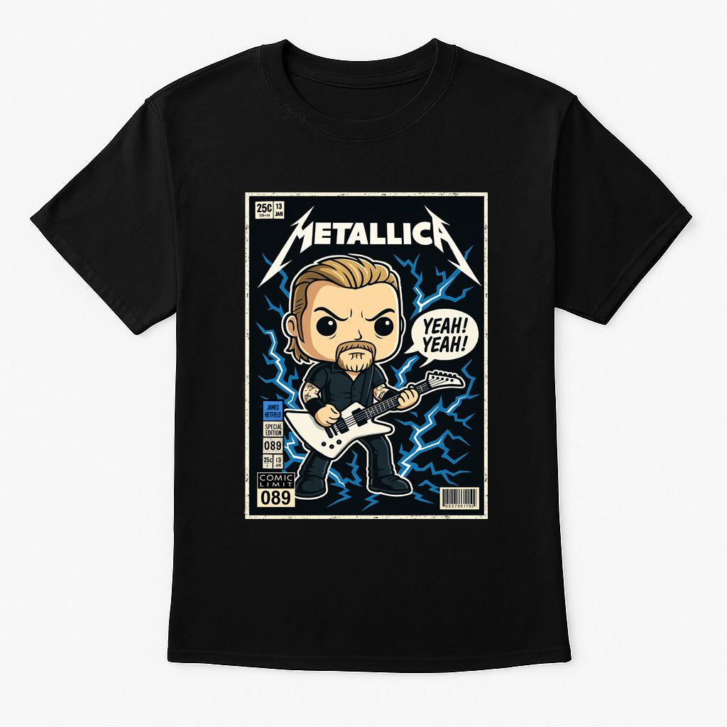 Metallica Unisex T-Shirt – Heavy Metal Cartoon Comic Style Rock Band Graphic Tee