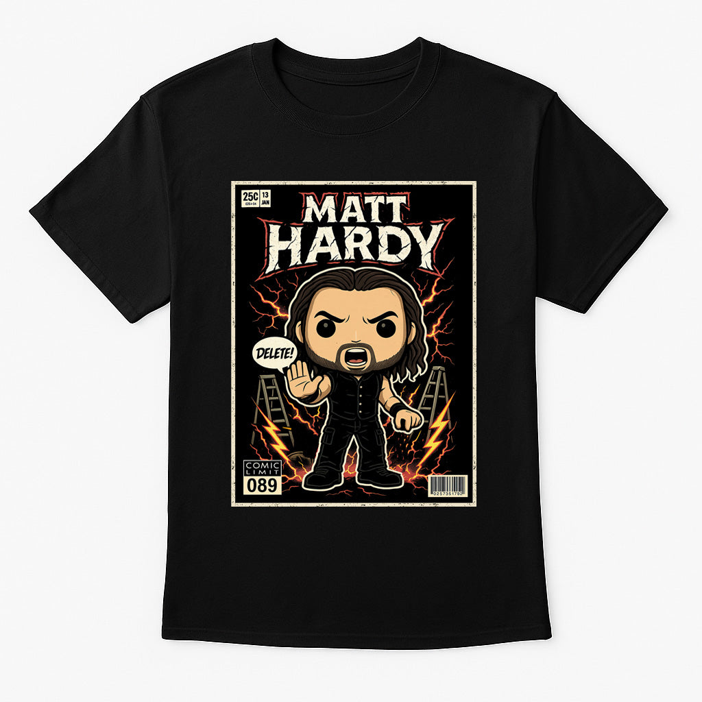 Matt Hardy “Delete!” Pop Comic Wrestling T-Shirt — Broken Brilliance Edition