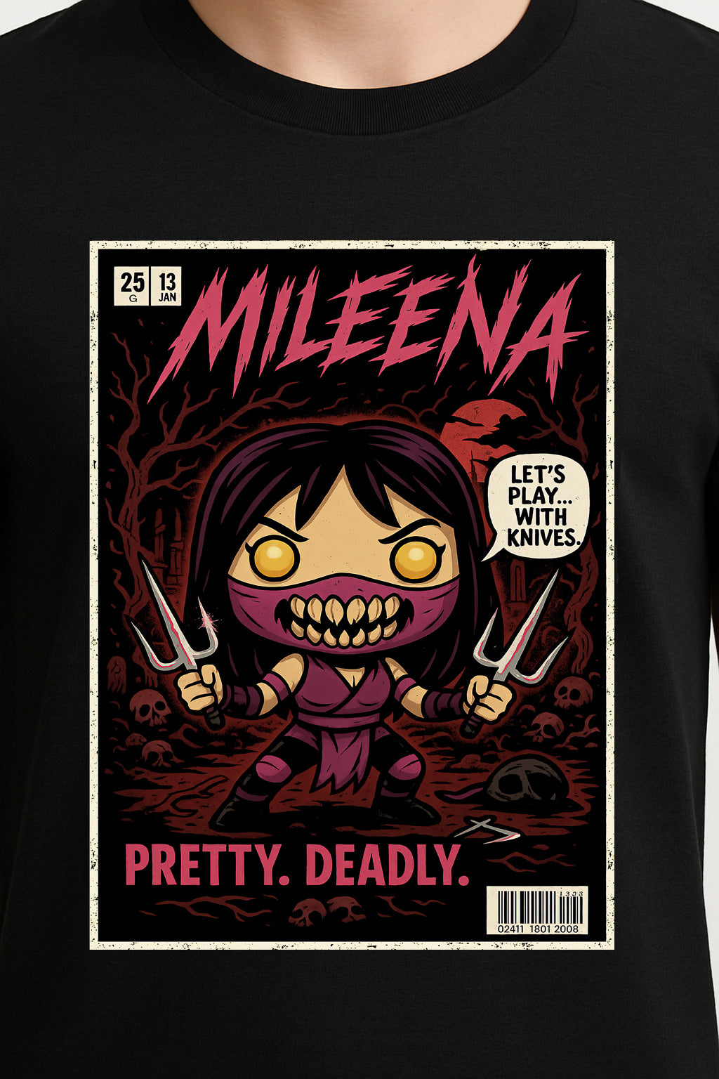 Mortal Kombat Mileena “Pretty. Deadly.” Unisex T-Shirt – Sai-Wielding Assassin Fighter Tee
