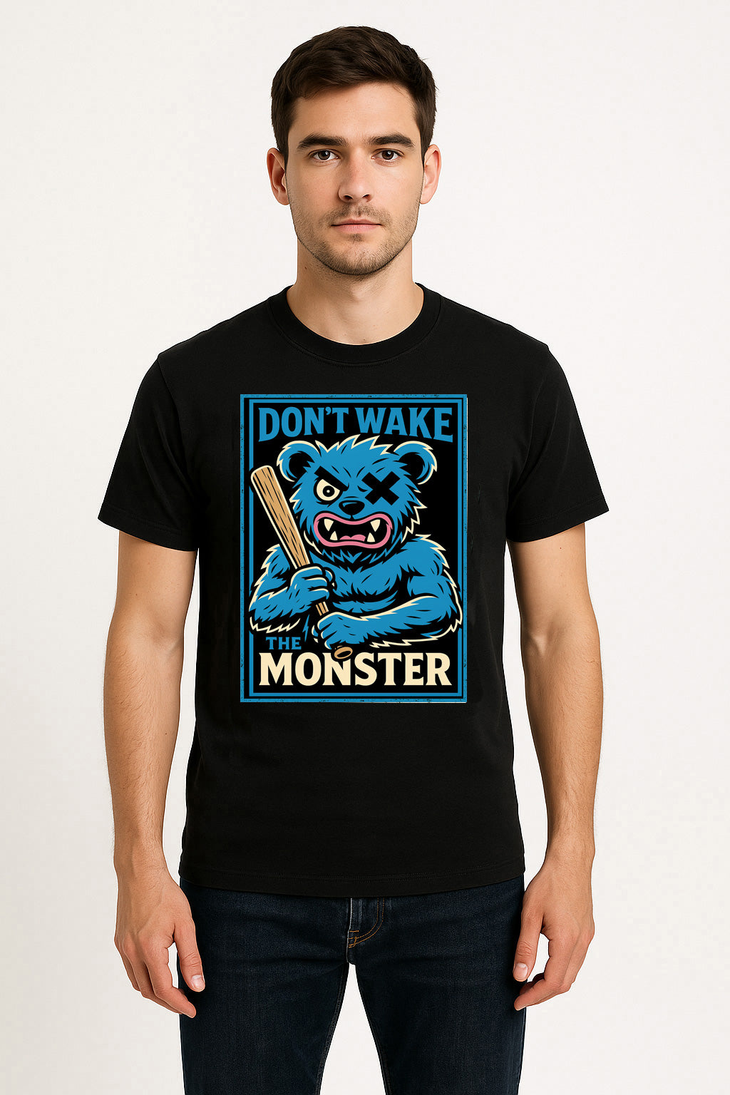 Don’t Wake the Monster Unisex T-Shirt – Funny Angry Bear Grumpy Mood Humorous Graphic Tee