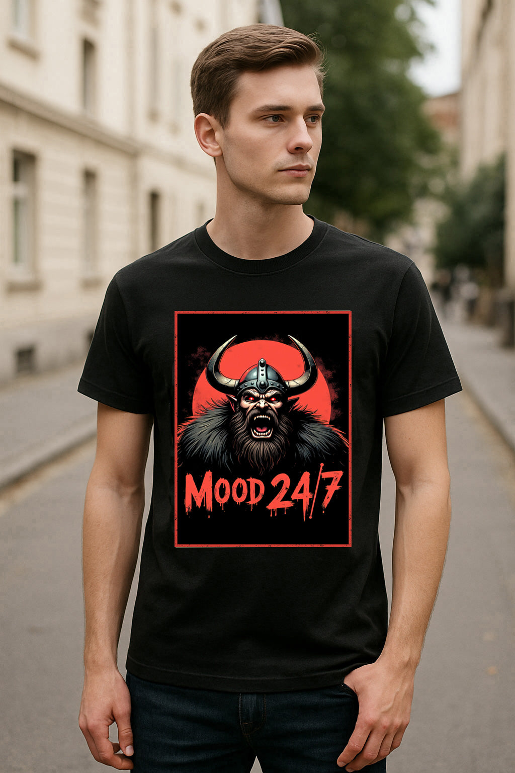 Mood 24/7 Unisex Viking Rage T-Shirt – Bold Berserker Warrior Aggressive Humor Graphic Tee