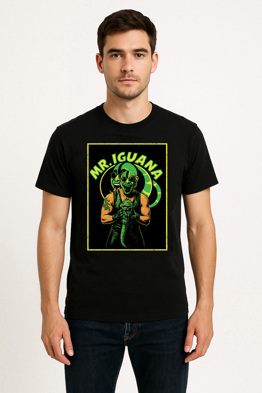 Mr. Iguana “Neon Madness” Retro Wrestling Unisex T-Shirt — Lucha Libre Style