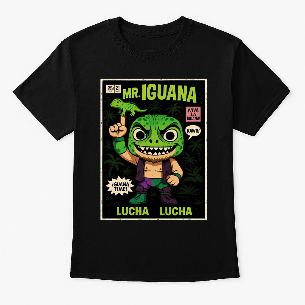 Mr. Iguana “Lucha Lucha” Funo Pop Comic Wrestling T-Shirt — ¡Viva La Iguana!