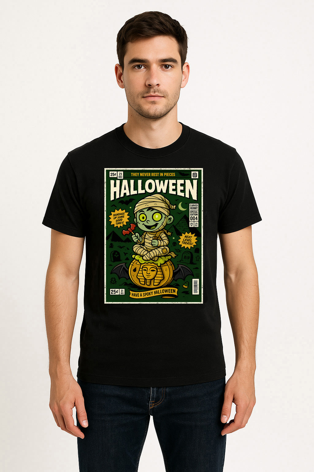 Mummy Halloween Unisex T-Shirt Retro Monster Comic Tee