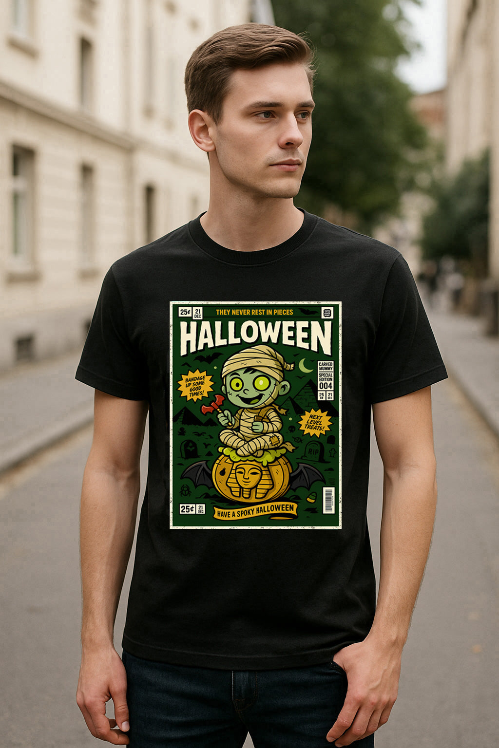 Mummy Halloween Unisex T-Shirt Retro Monster Comic Tee