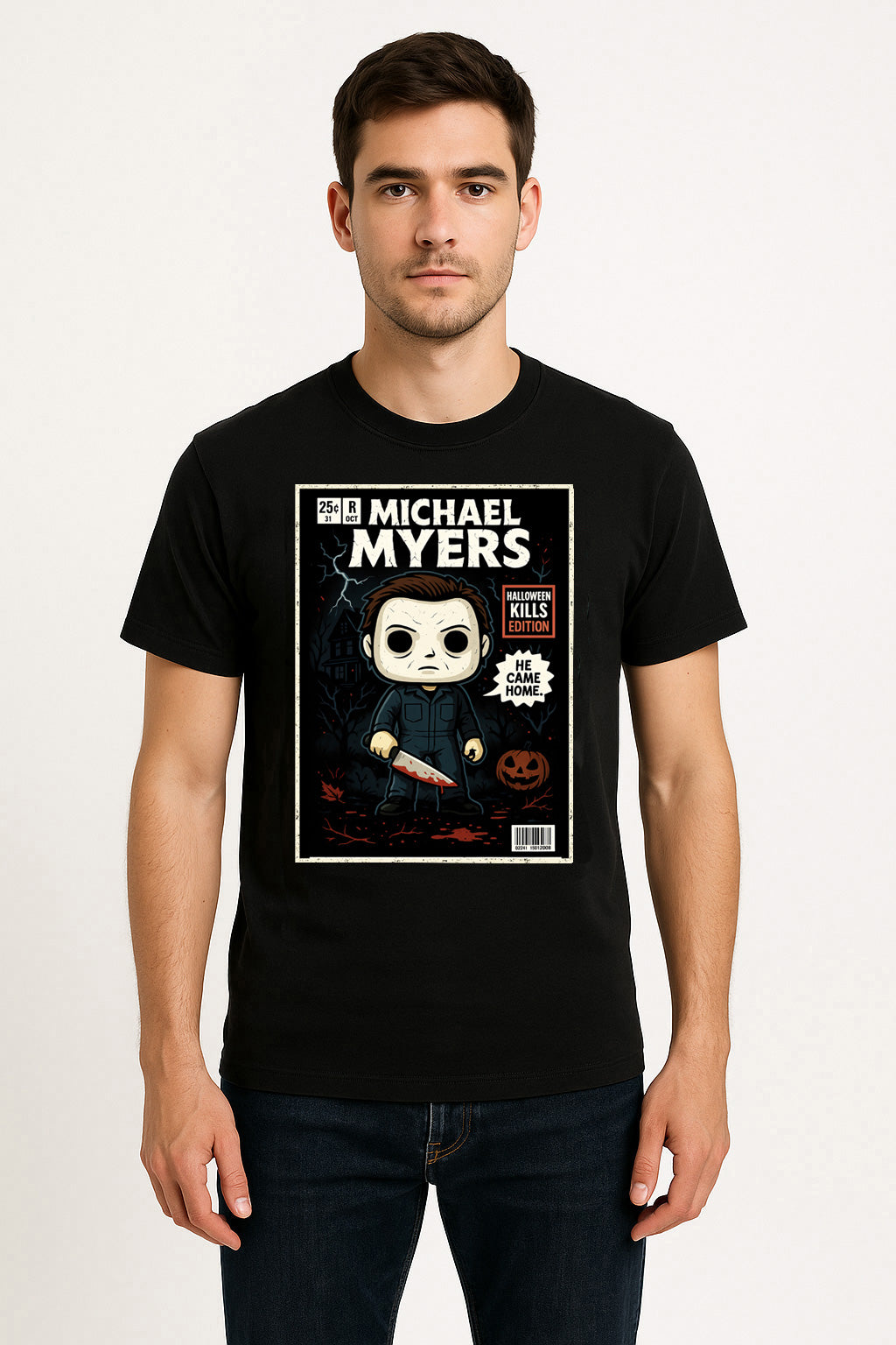 Michael Myers “He Came Home” Halloween Kills Edition T-Shirt – Retro Horror Comic Style Graphic Tee