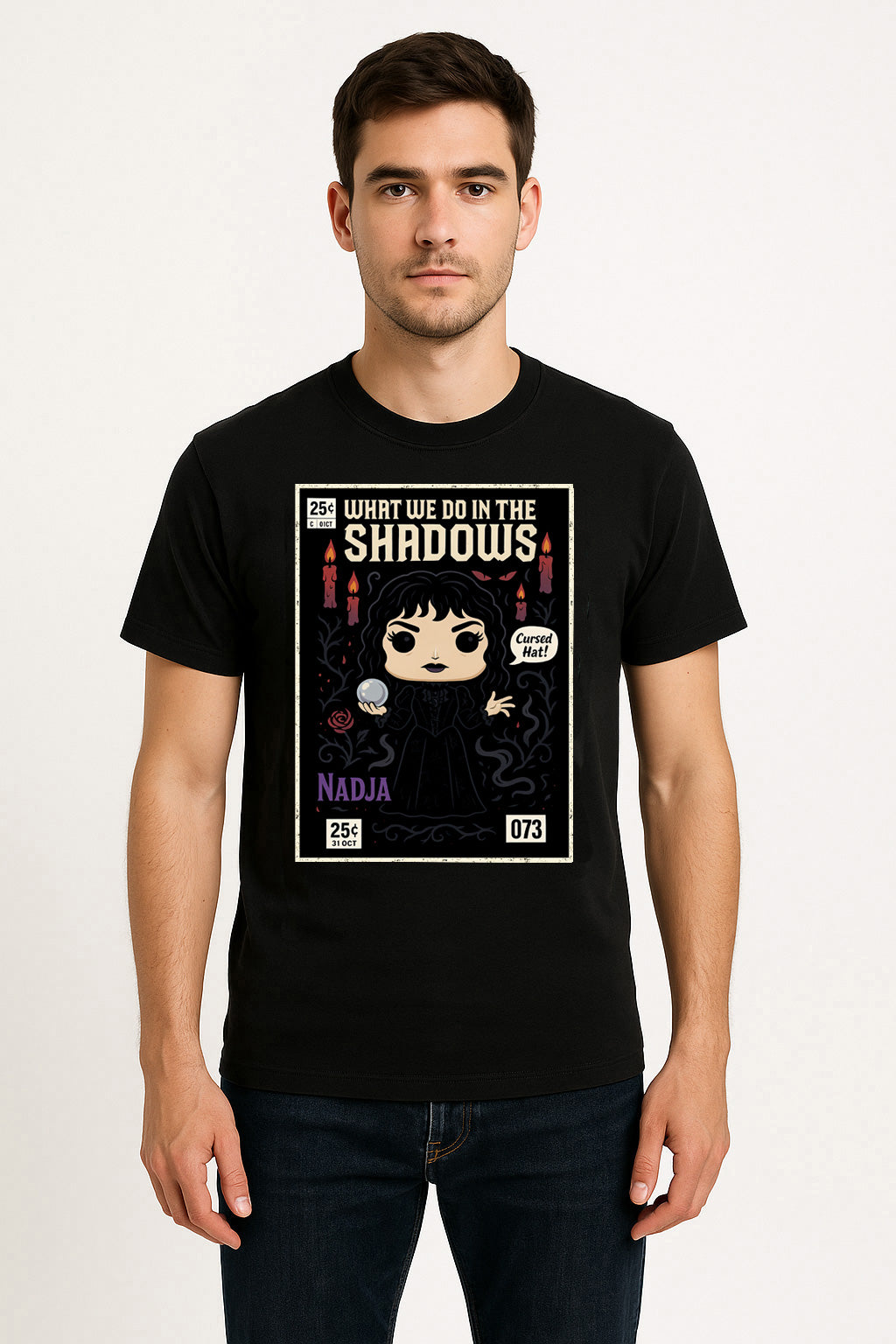 What We Do in the Shadows The Cursed Nadja Unisex Comic T-Shirt – Vampire Witch Gothic Humor