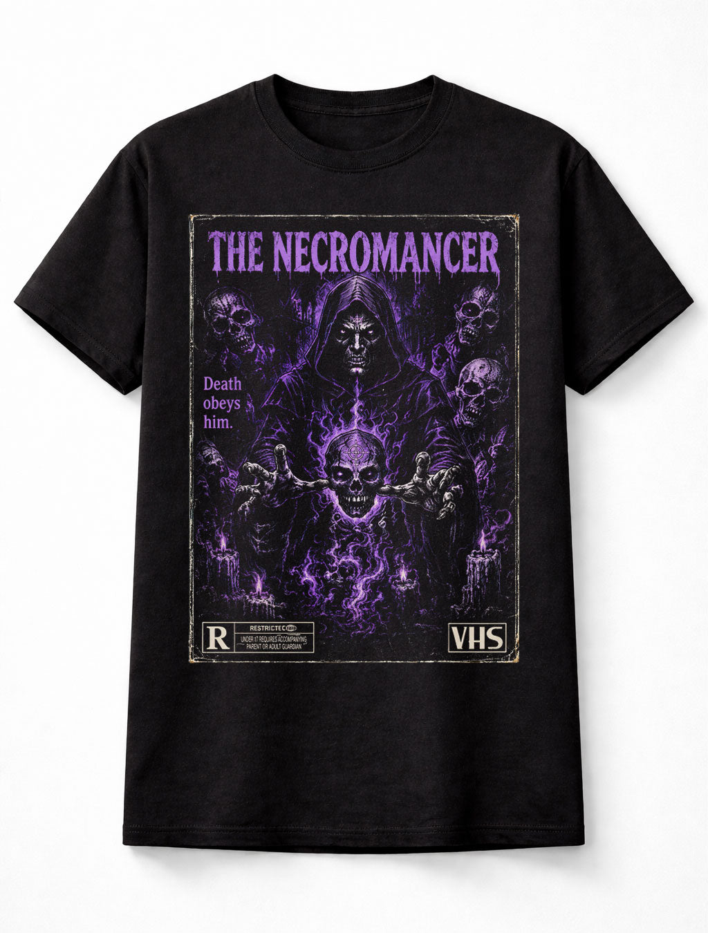 Necromancer VHS Horror Occult Skeleton Gothic Black Unisex T-Shirt