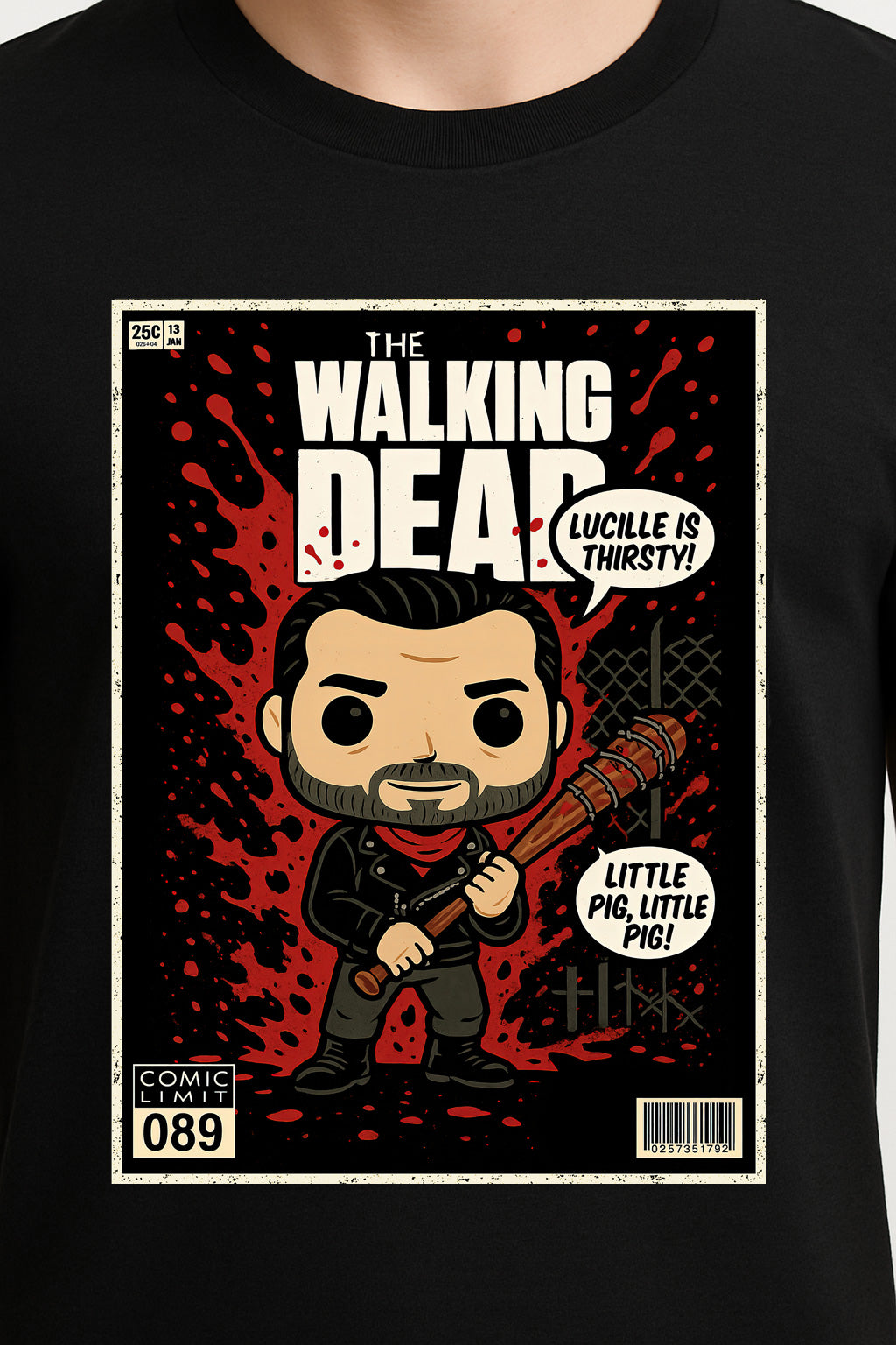 The Walking Dead “Little Pig, Little Pig” Comic Style T-Shirt – Negan & Lucille Graphic Tee