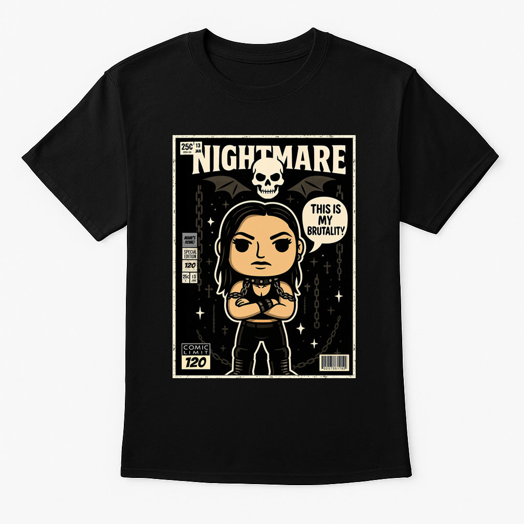 Rhea Ripley “This Is My Brutality” Pop Comic Wrestling T-Shirt — Nightmare Edition