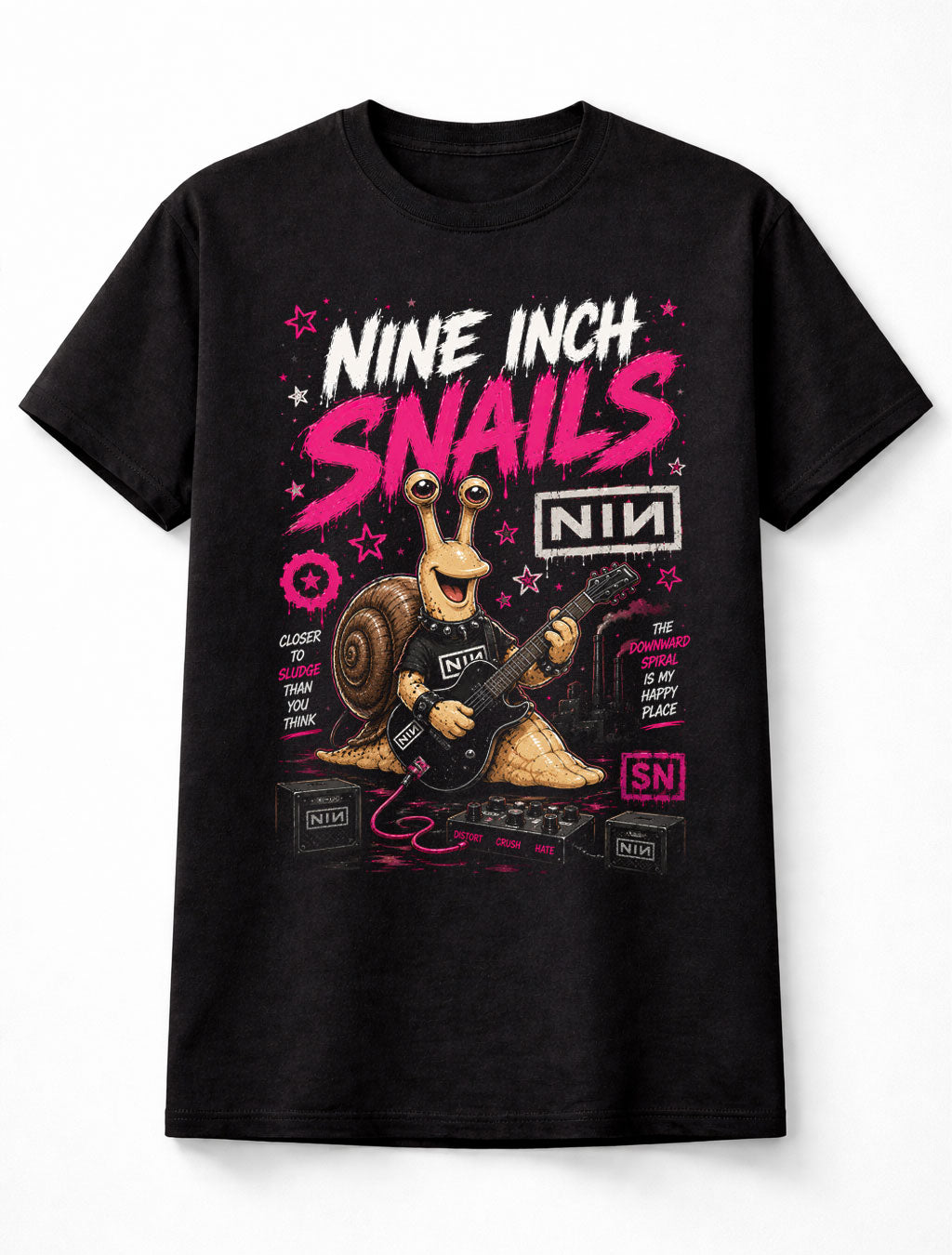 Share Nine Inch Snails Funny Industrial NIN Rock Snail Graphic Unisex T-Shirt
